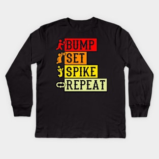 Bump Set Spike Repeat Volleyball Shirt For Girls Teens Women Kids Long Sleeve T-Shirt